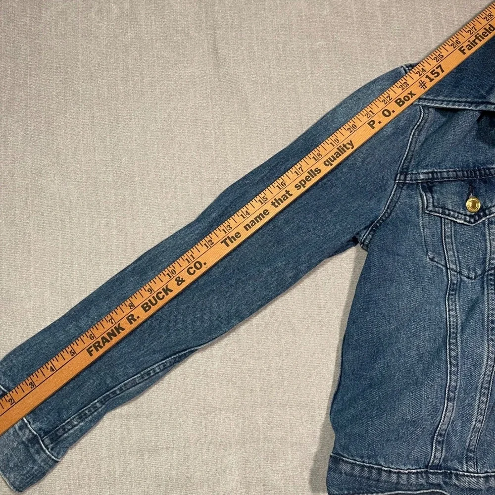 Michael Kors MK Denim Jacket Womens Medium Blue Gold‎ Logo Button Trucker Style